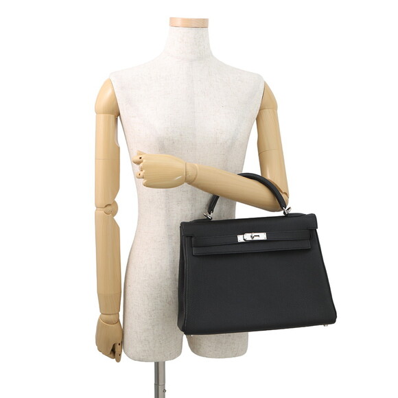Hermes Hermès Kelly 32 Handbag, Inner Stitching, Black/Togo, □J Stamp, 2-Way ... - Picture 4 of 13